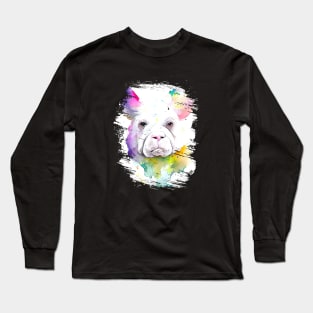 Dog Pet Animal Nature Watercolor Art Painting Long Sleeve T-Shirt